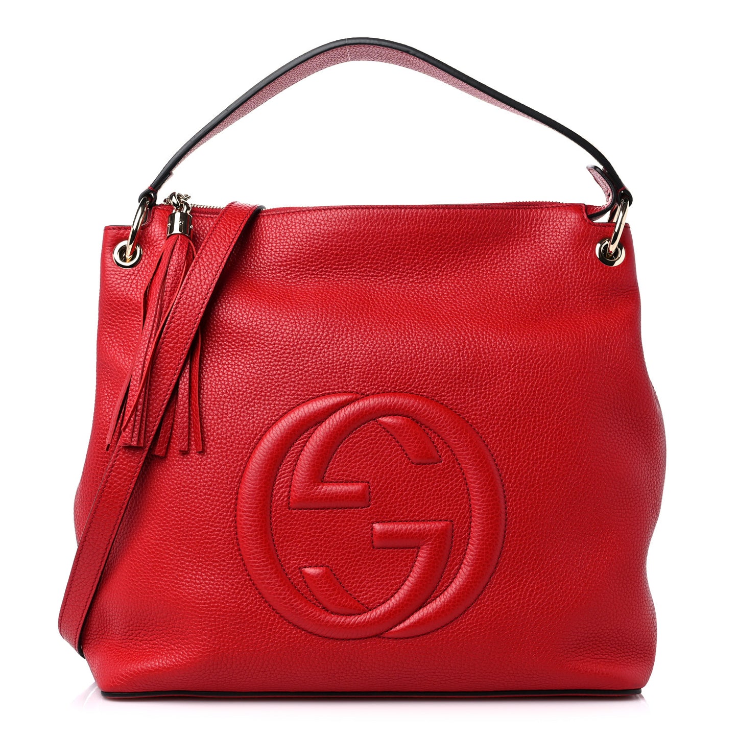Pebbled Calfskin Large Soho Hobo Tabasco Red