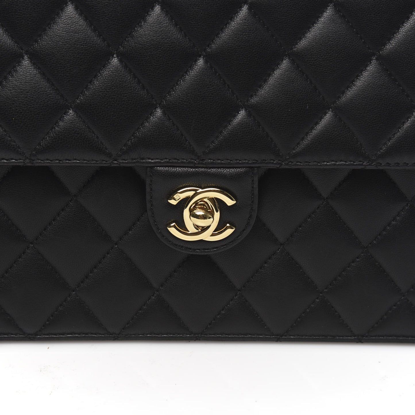 Lambskin Quilted Medium Single Flap Black