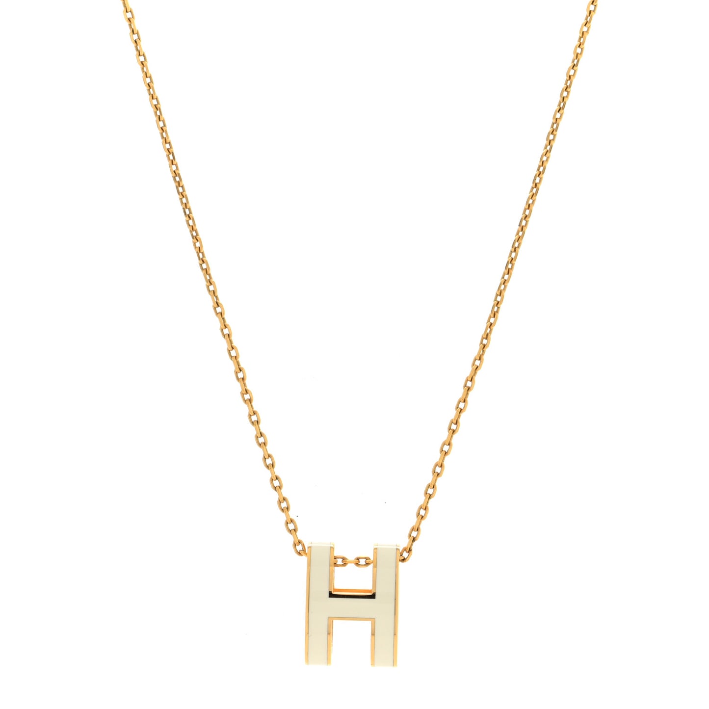 Lacquered Gold Pop H Pendant Necklace White