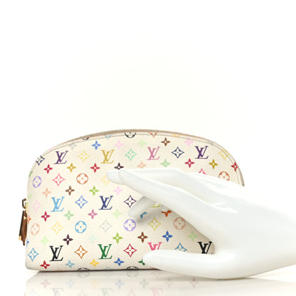 Louis Vuitton Monogram Multicolor Cosmetic Pouch White Litchi 2 of 10