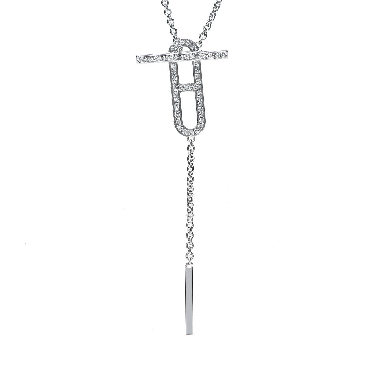 Hermes 18K White Gold Diamond PM Ever Chaine D'Ancre Necklace 3 of 5