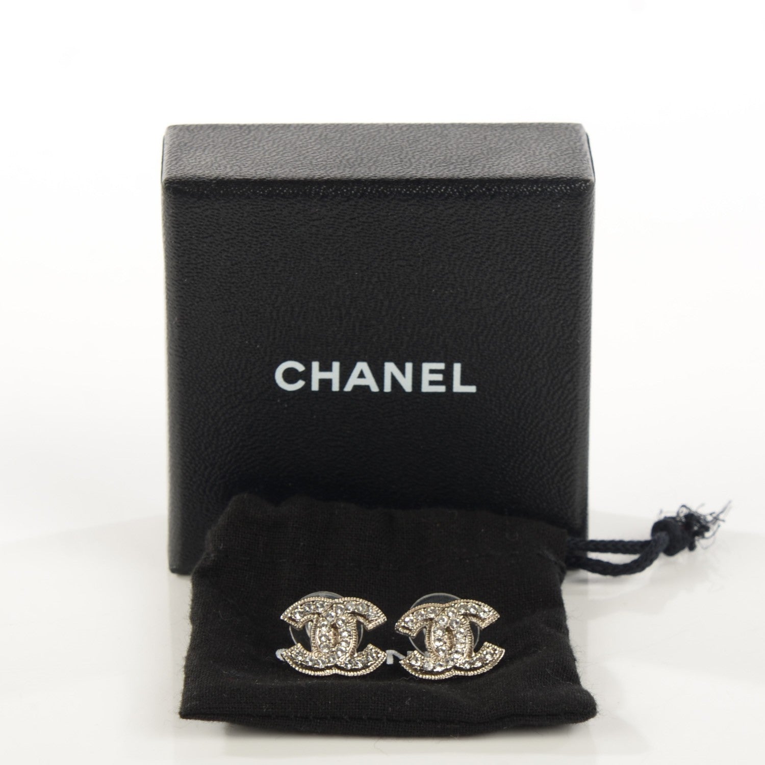 Chanel Crystal CC Earrings Silver 6 of 6