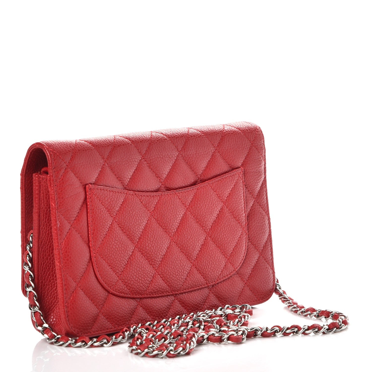 Chanel Caviar Quilted Wallet On Chain WOC Red 3 of 10