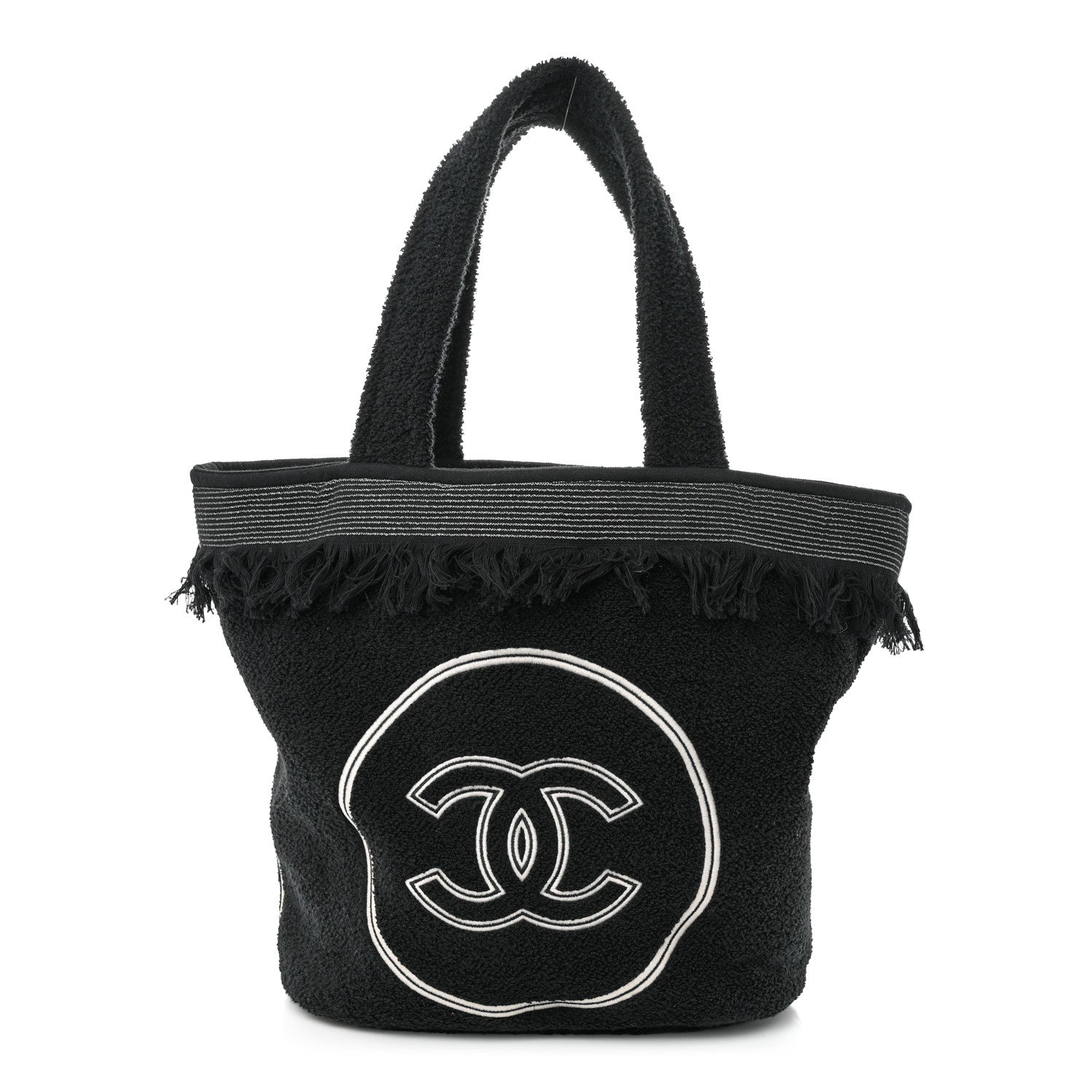 Chanel Terry Cotton CC Beach Tote Towel Set Black 4 of 13