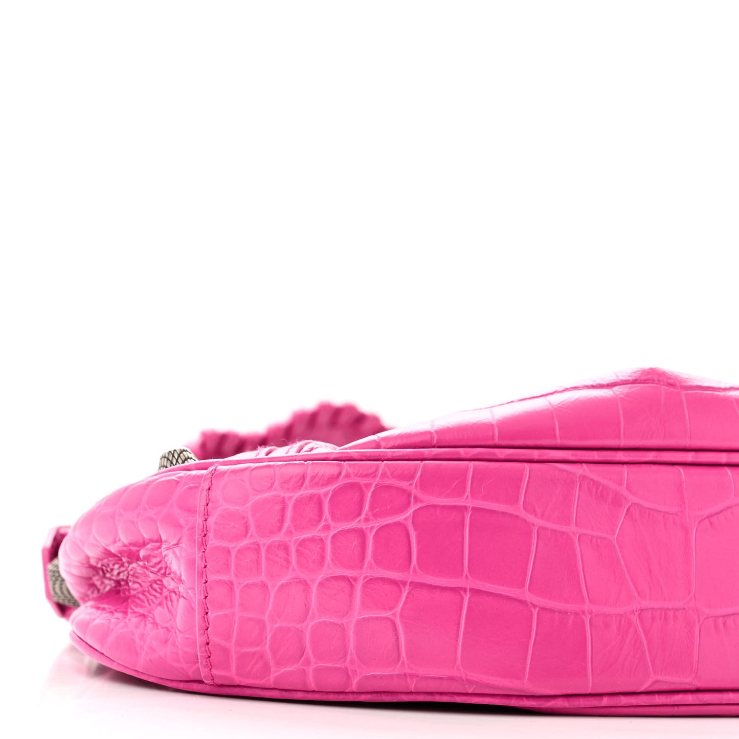 Extra Supple Calfskin Crocodile Embossed XS Le Cagole Shoulder Bag Lipstick Pink
