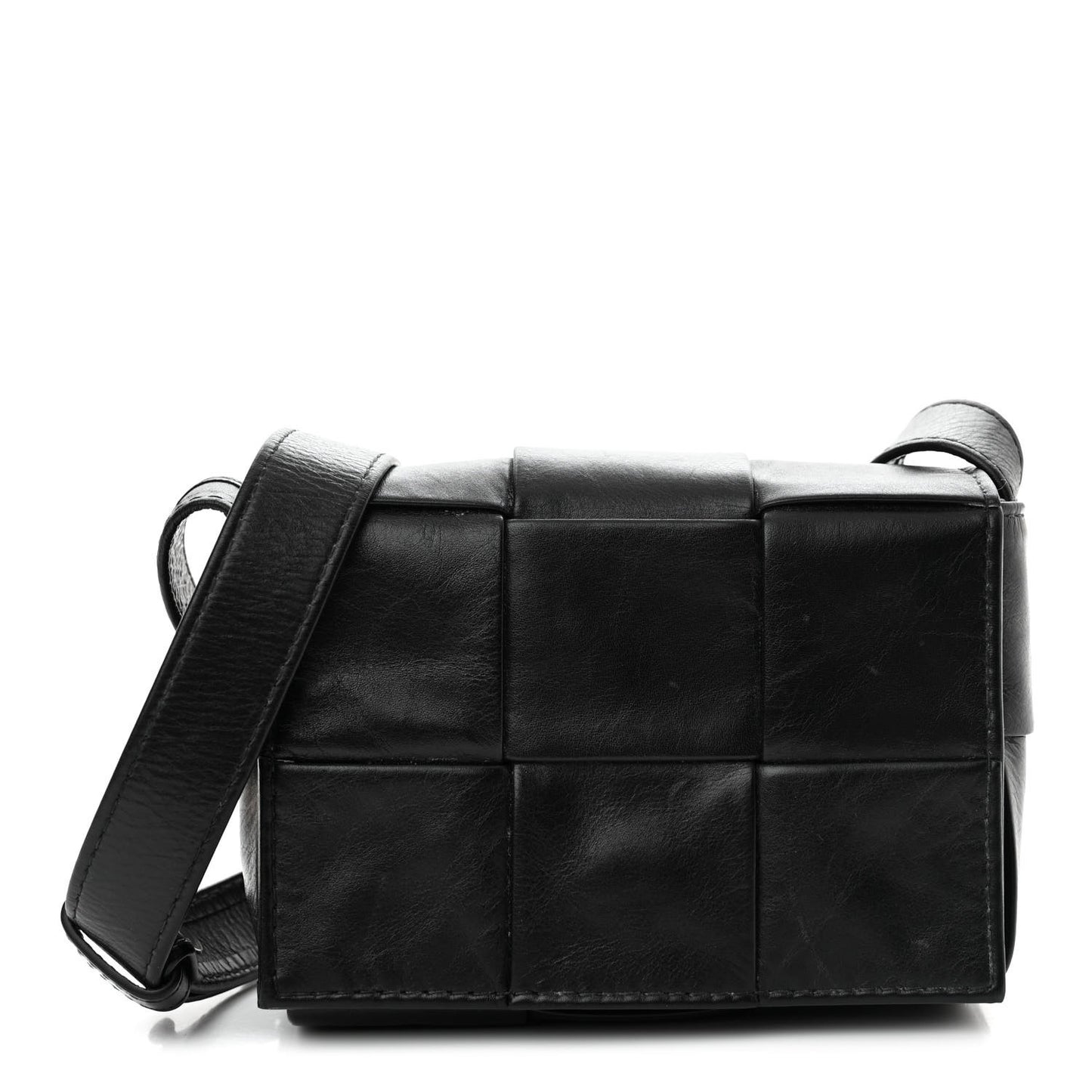 Paper Calfskin Maxi Intreccio Extra Mini Cassette Crossbody Bag Black