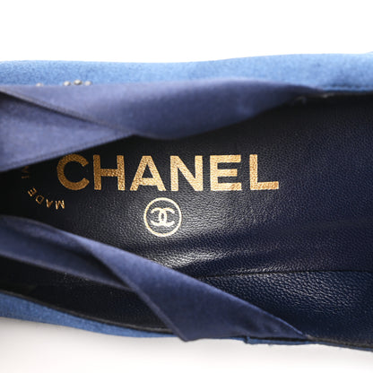 Chanel Satin Ankle Wrap Pumps 39 Navy 8 of 8