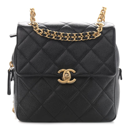 Chanel Shiny Caviar Quilted Chain Melody Backpack Black 1 of 9