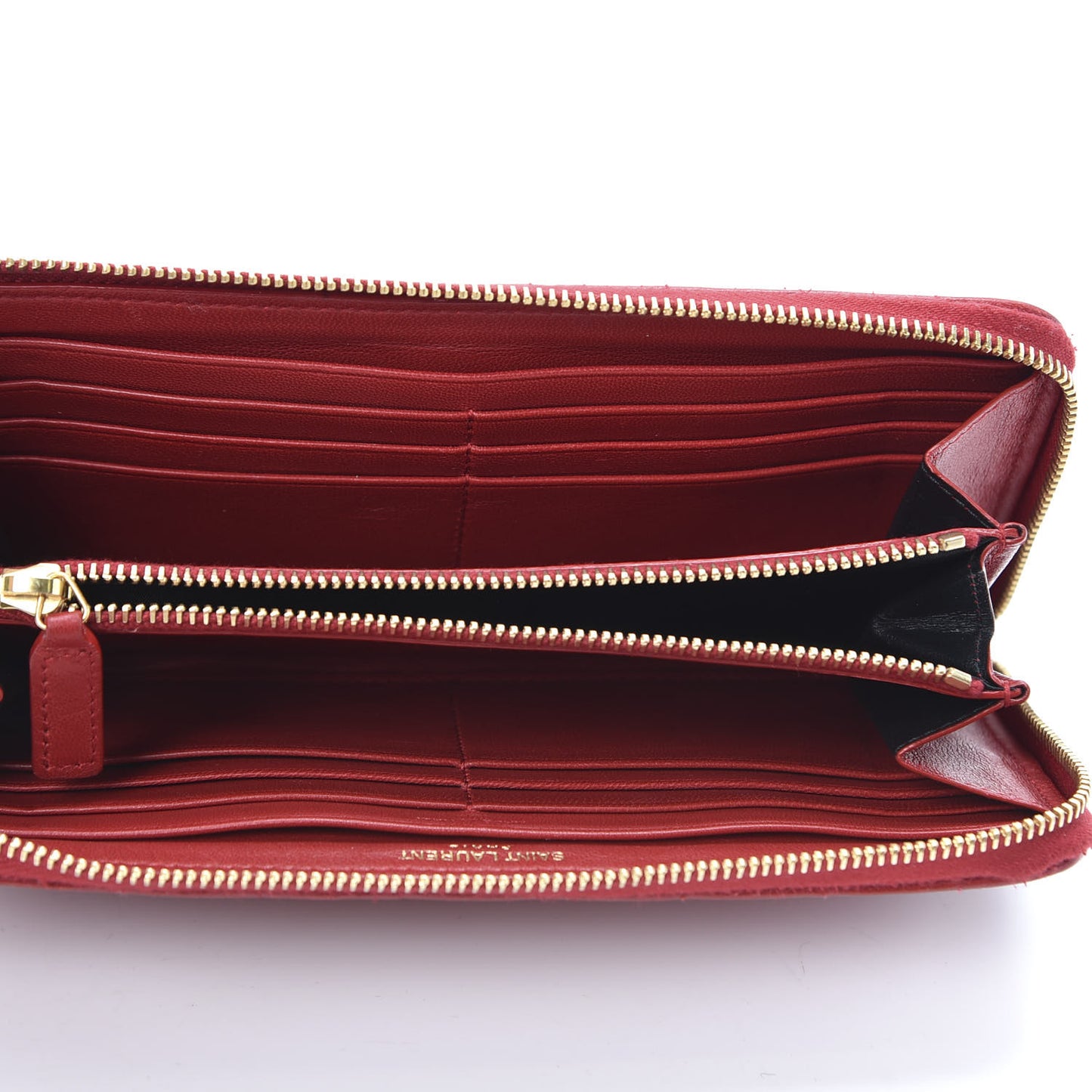 Lambskin Matelasse Monogram Vicky Zip Around Wallet Rouge Eros