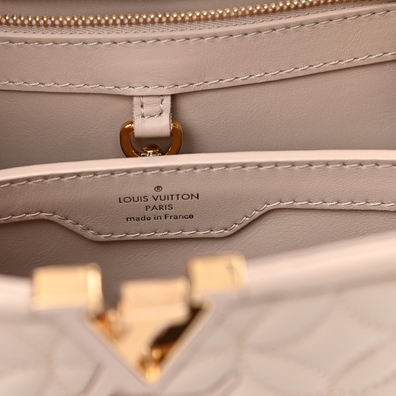 Louis Vuitton Lambskin Quilted Flower Capucines BB Vanilla 6 of 10