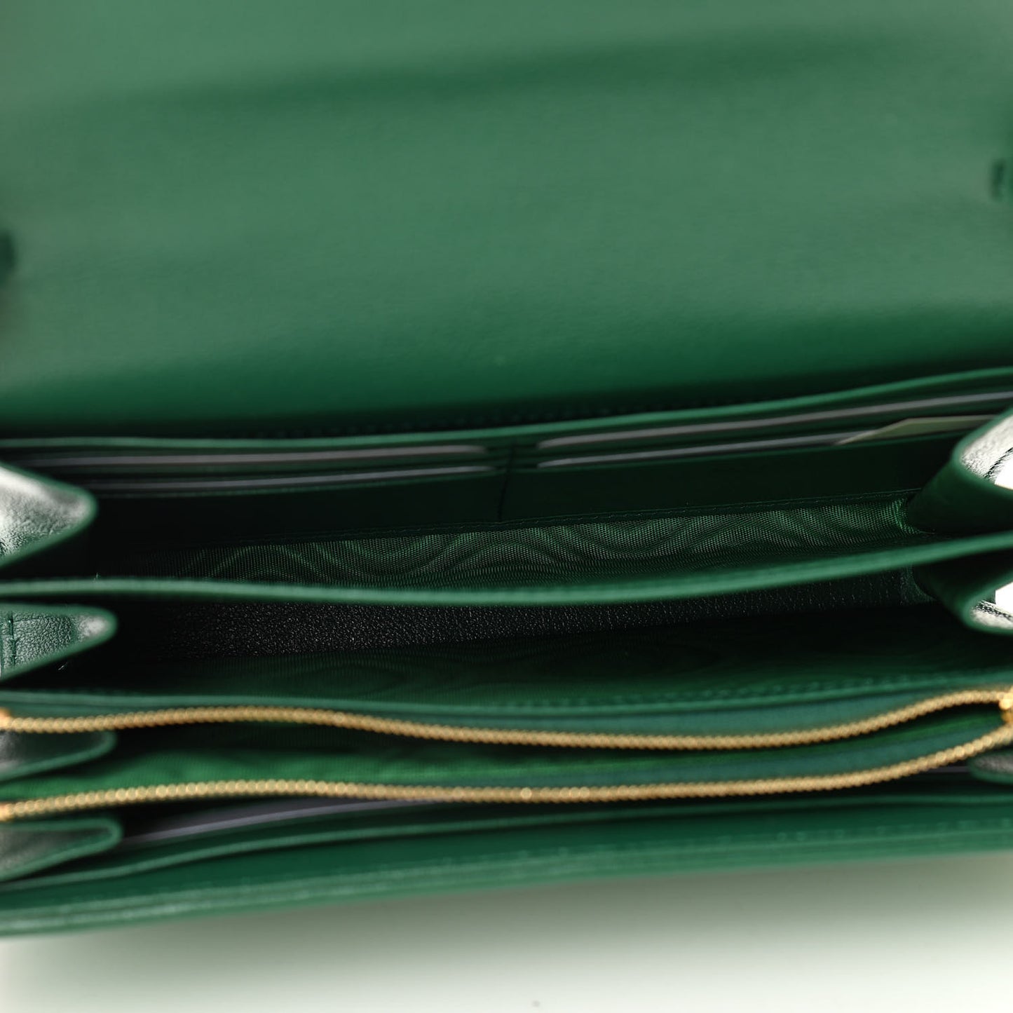 Azalea Calfskin Enamel Matelasse Diagonal Torchon GG Marmont Chain Wallet New Shamrock Emerald