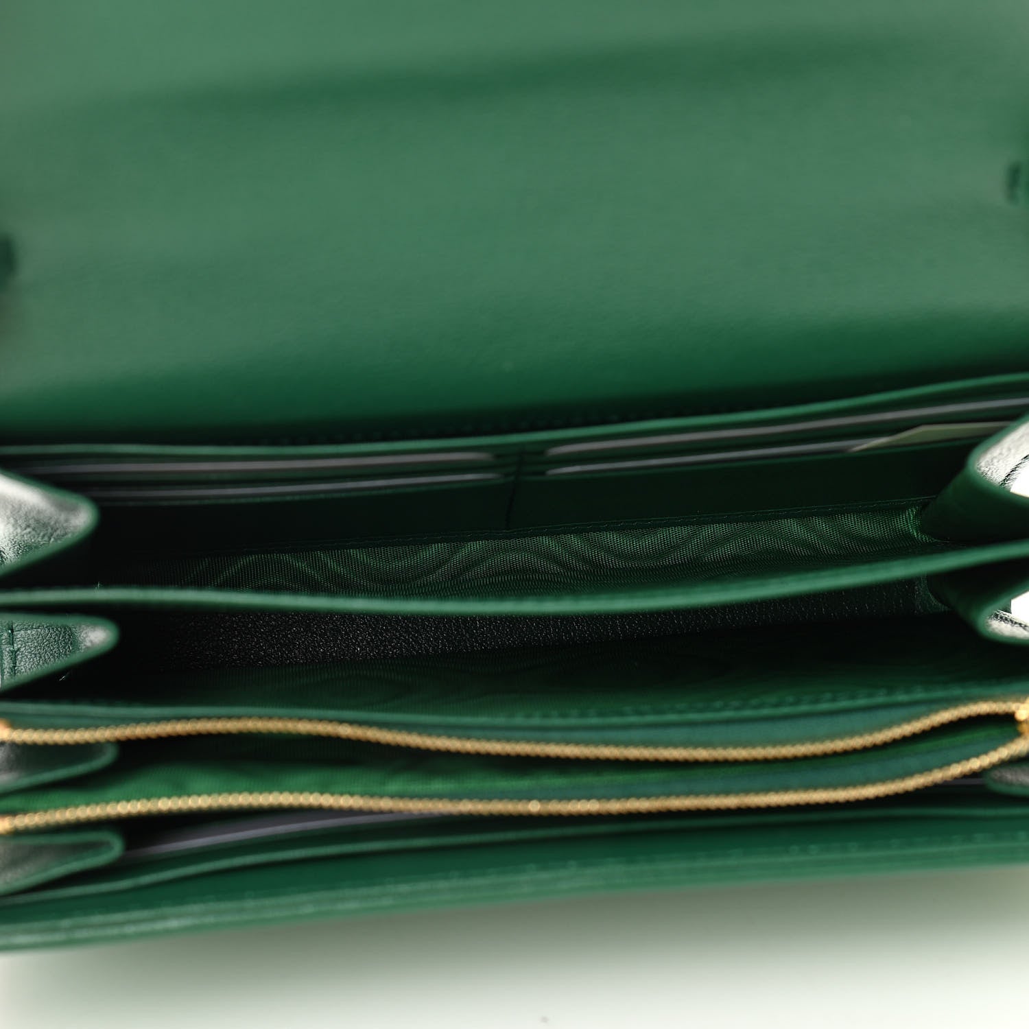 Gucci Azalea Calfskin Enamel Matelasse Diagonal Torchon GG Marmont Chain Wallet New Shamrock Emerald 5 of 10