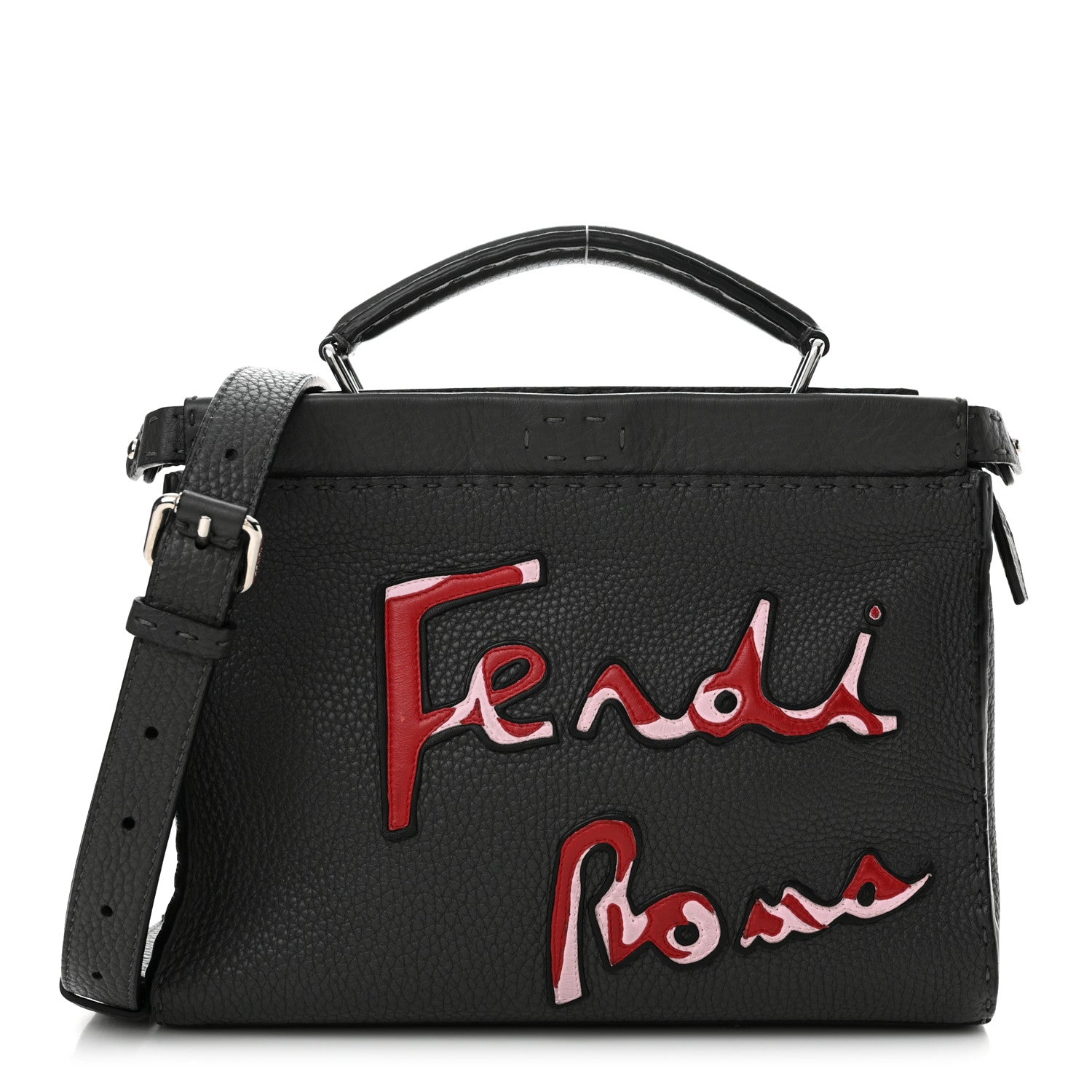 Fendi Cuoio Romano Selleria Mini Peekaboo Iconic Fit Satchel Asfalto Multicolor 1 of 12