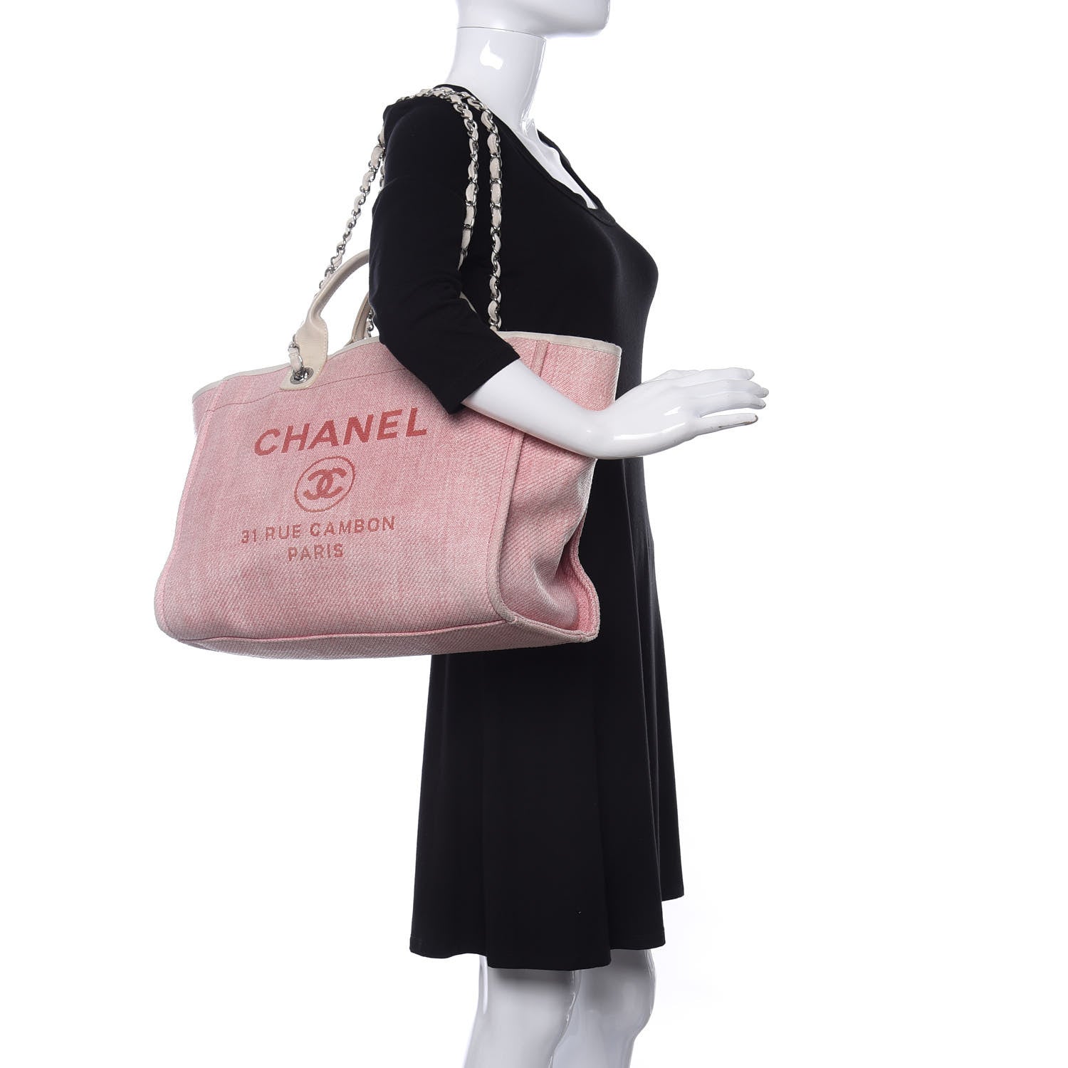 Chanel Canvas Medium Deauville Tote Pink 2 of 10