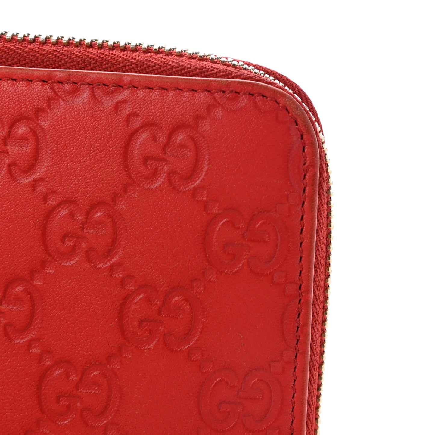 Guccissima Vitello Tender Zip Around Wallet Sporting Red