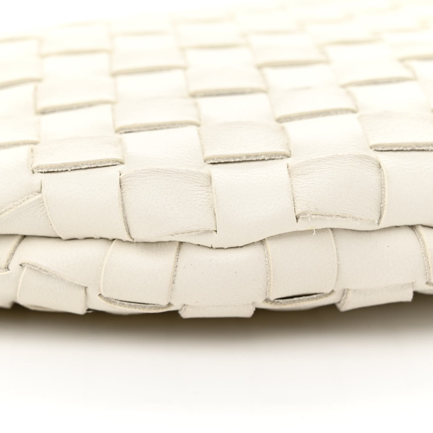 Nappa Intrecciato Medium Turn Pouch White