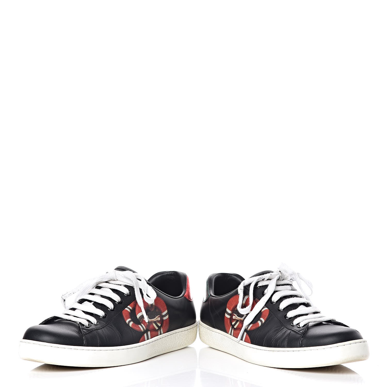 Gucci Calfskin Kingsnake Mens Ace Sneakers 7 Black Multicolor 6 of 18