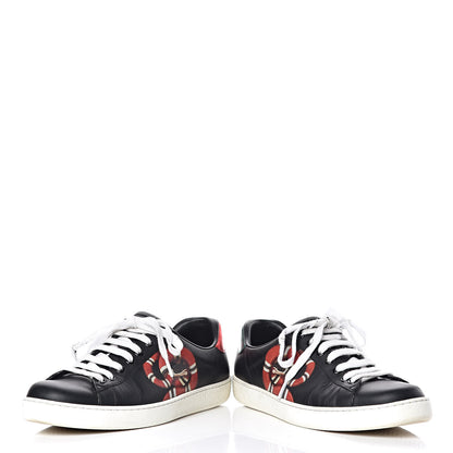 Gucci Calfskin Kingsnake Mens Ace Sneakers 7 Black Multicolor 6 of 18