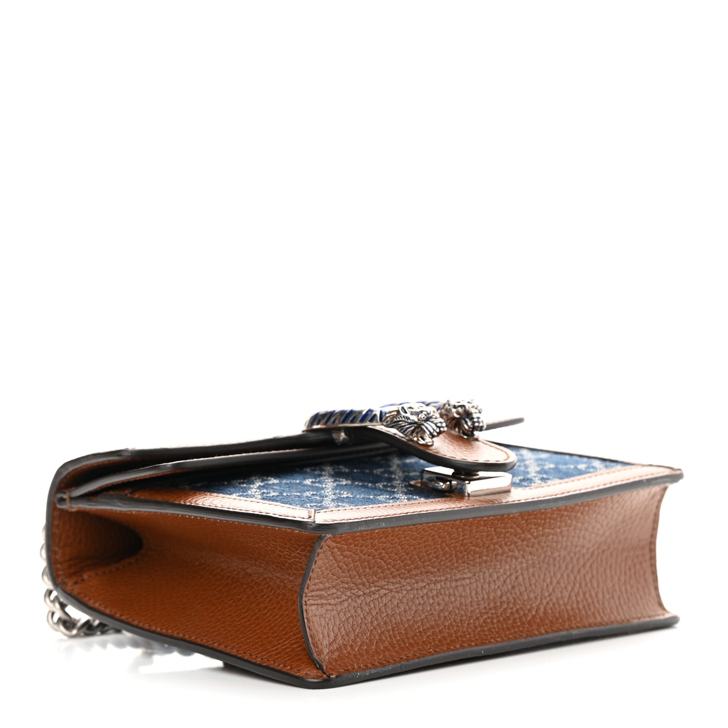 New Denim GG Monogram Dollar Calfskin Enamel Mini Dionysus Shoulder Bag Blue Tea Cuir Epilog Electric Blue