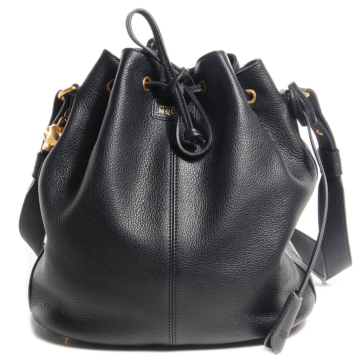 Alexander McQueen Calfskin Padlock Skull Bucket Bag Black 1 of 9