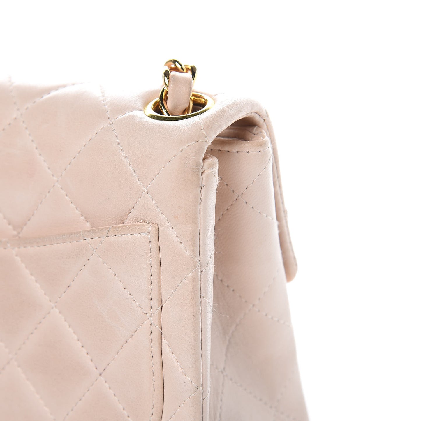 Lambskin Quilted Mini Square Flap Beige