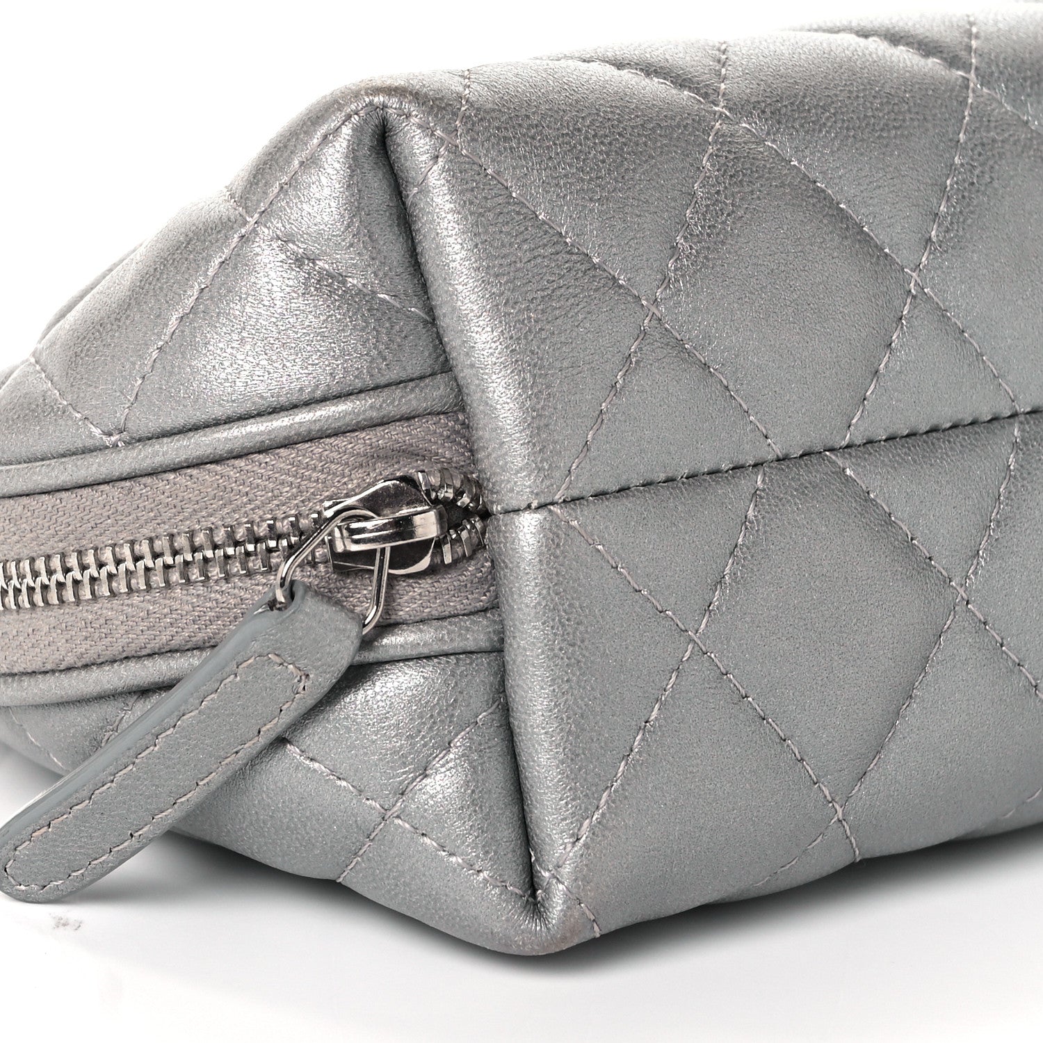 Chanel Metallic Lambskin Quilted 2.55 Reissue Cosmetic Pouch Silver 8 of 9
