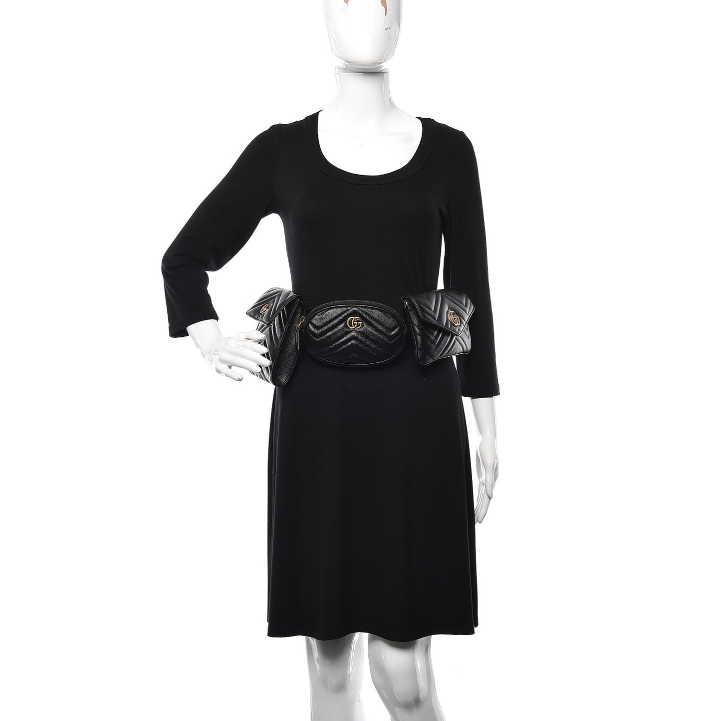 Calfskin Matelasse GG Marmont 2.0 Multi Belt Bag 85 34 Black