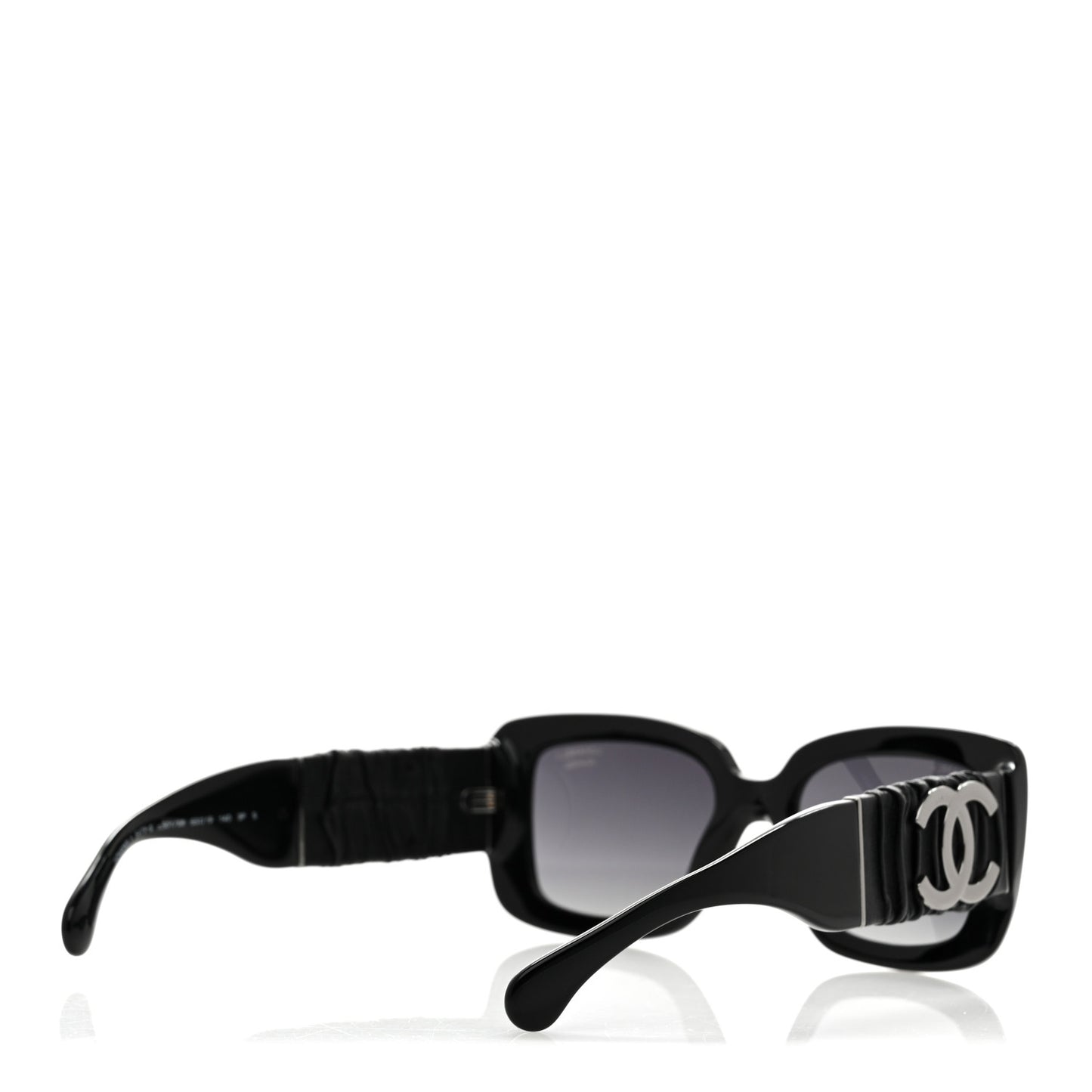 Acetate Calfskin Polarized Square Sunglasses 5473-Q Black