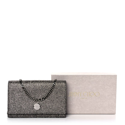 Jimmy Choo Glitter Florence Wallet on Chain Anthracite 11 of 11