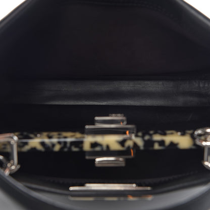 Fendi Vitello Dolce Shiny Nappa Plexglass Granite Medium Peekaboo Iconic Satchel Black 5 of 9