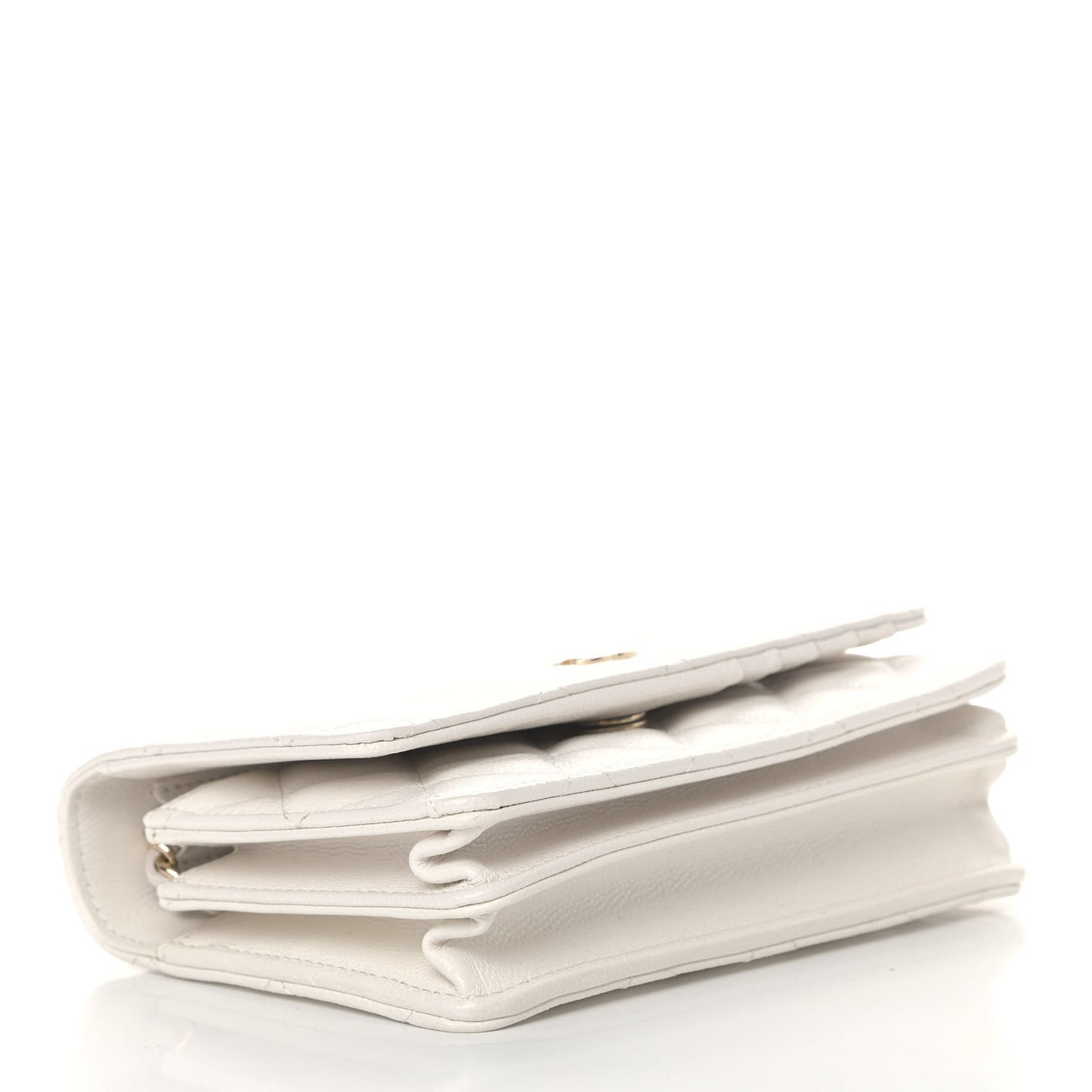 Caviar Quilted Mini Wallet On Chain WOC White