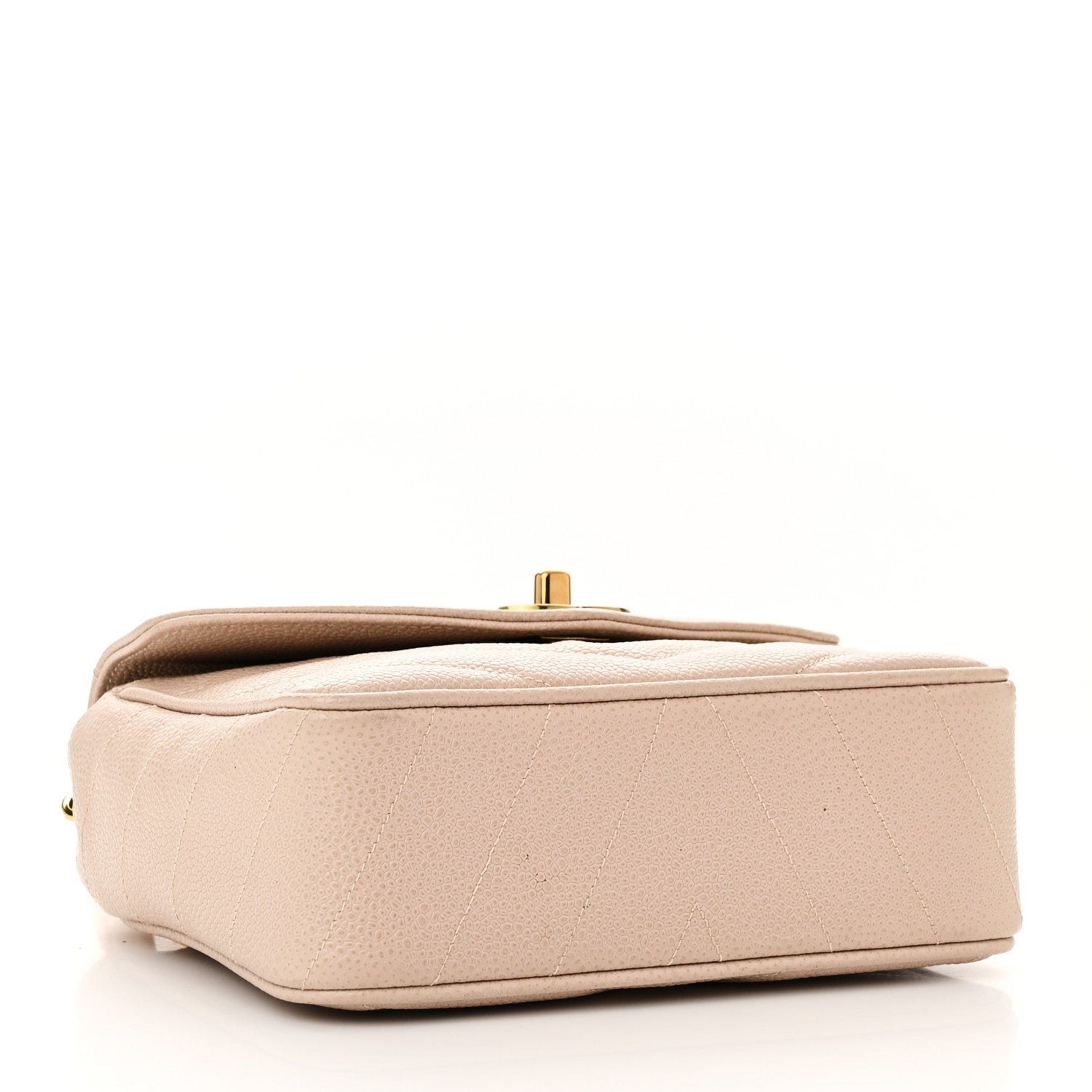 Chanel Caviar Chevron Quilted Mini Square Flap Light Beige 4 of 10