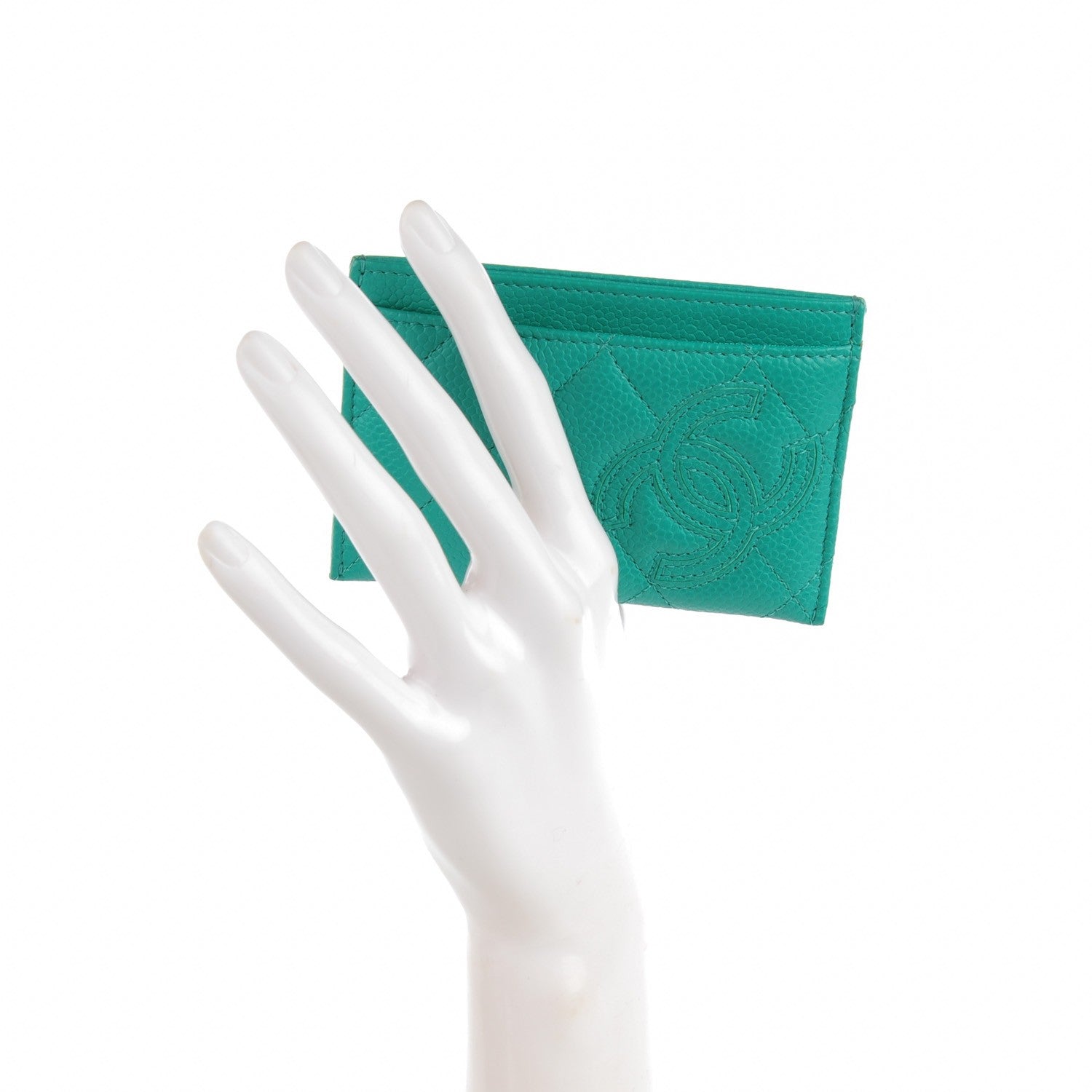 Chanel Iridescent Caviar Quilted Simply CC Card Holder Green 2 of 8
