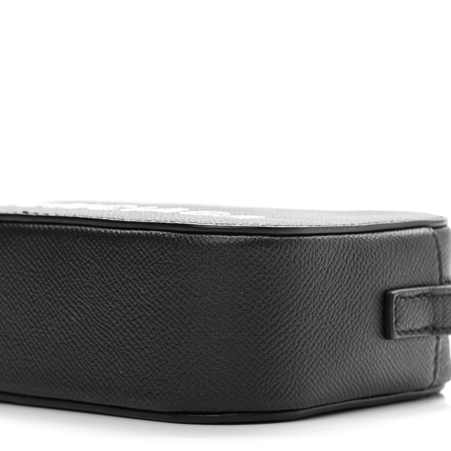 Signature Grained Calfskin Logo XS Ville Camera Bag Black White