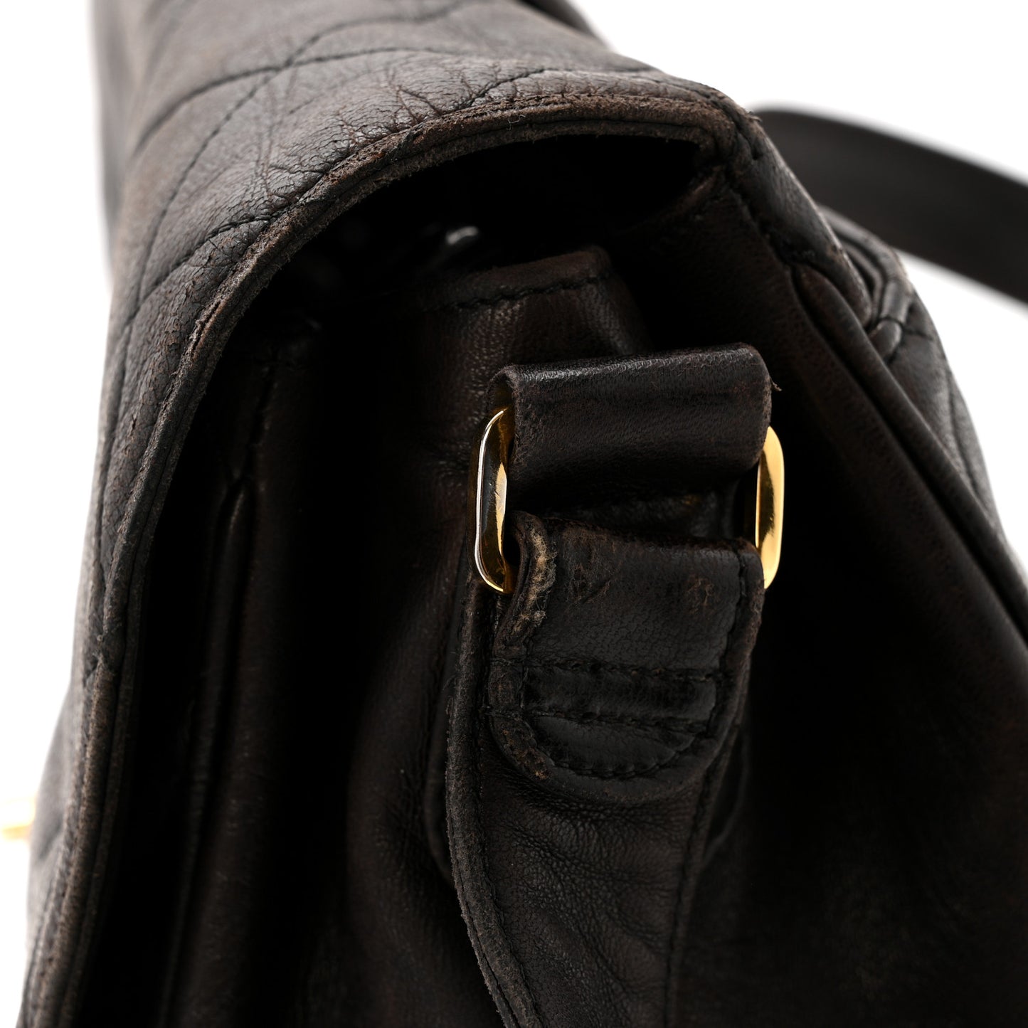 Lambskin Quilted Flap Shoulder Bag Black