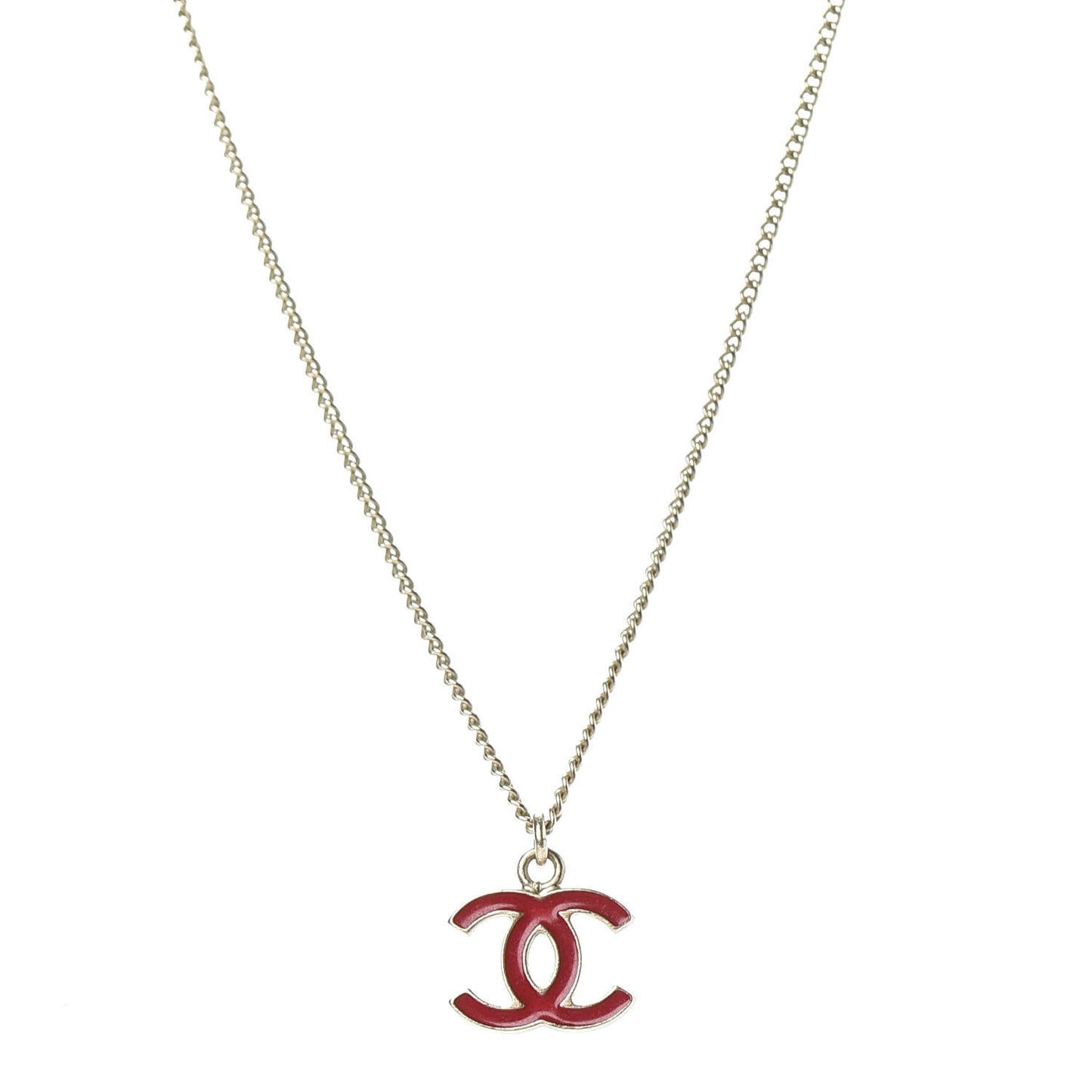 Enamel CC Necklace Gold Red