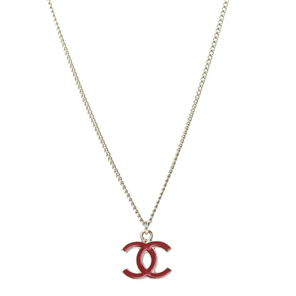 Chanel Enamel CC Necklace Gold Red 1 of 5