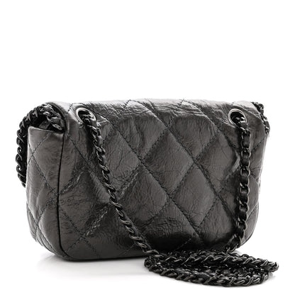 Chanel Metallic Aged Calfskin Mini Chain Me Flap Black 3 of 9