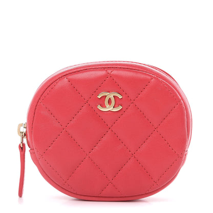 Chanel Lambskin Quilted Zip Around Classic Coin Purse Light Red 1 of 9