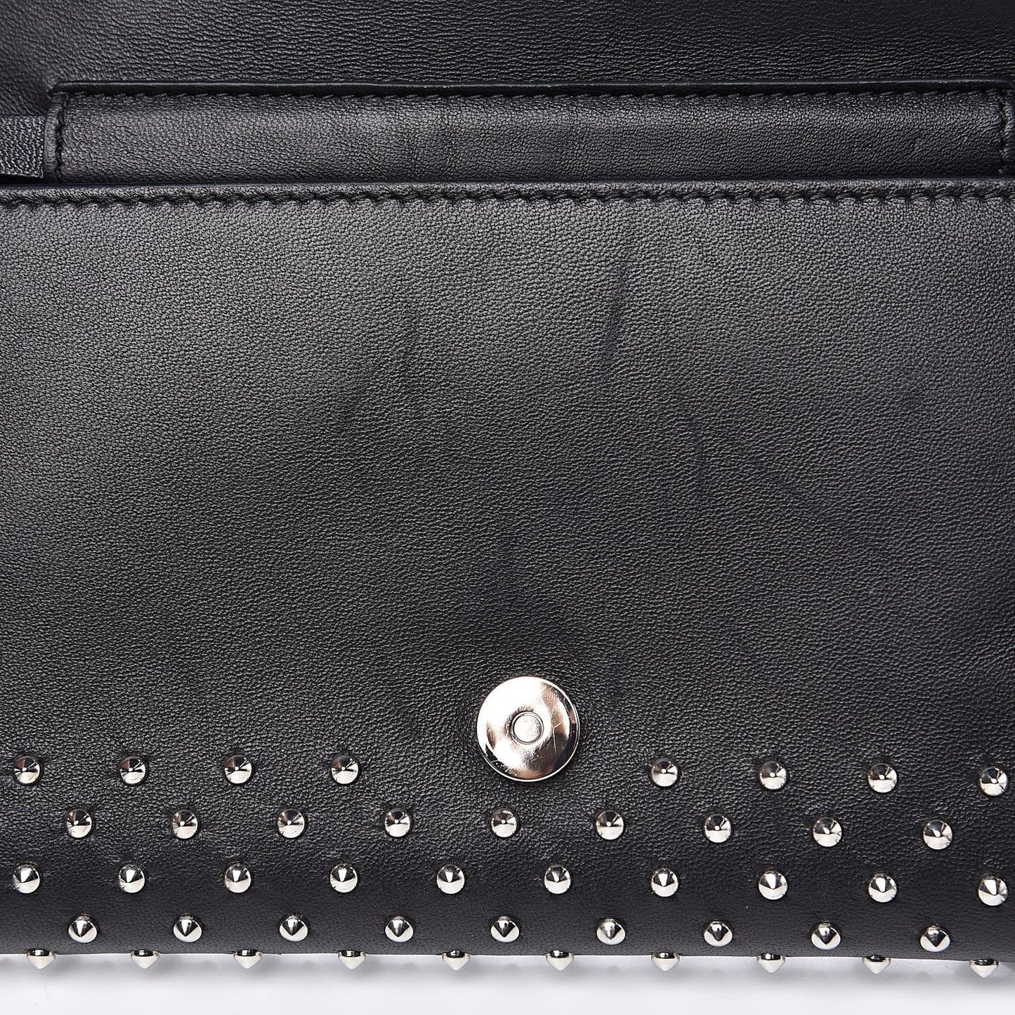 Calfskin Studded Insignia Pouch Black