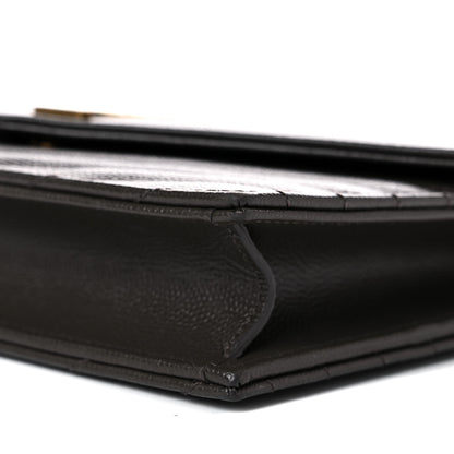 Saint Laurent Grain De Poudre Matelasse Chevron Monogram Envelope Chain Wallet Earth 8 of 9