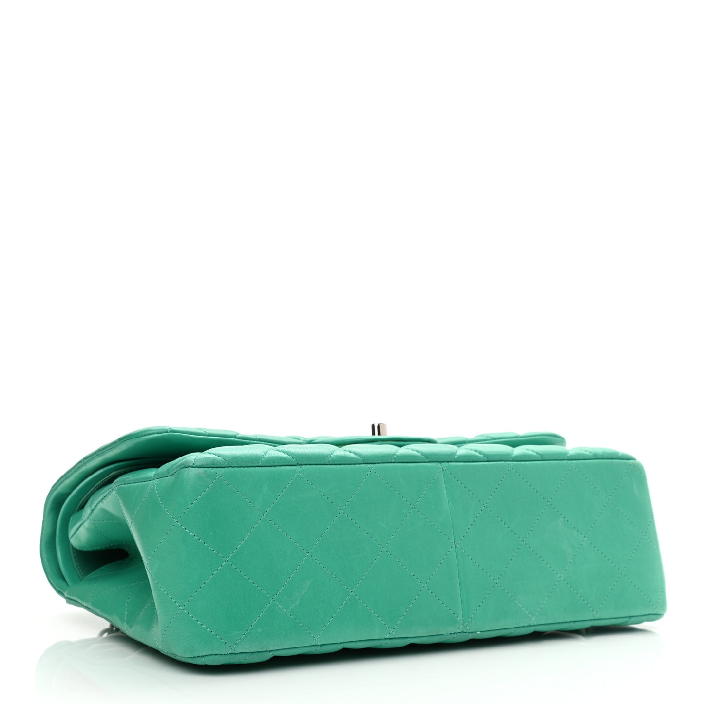 Lambskin Quilted Jumbo Double Flap Green