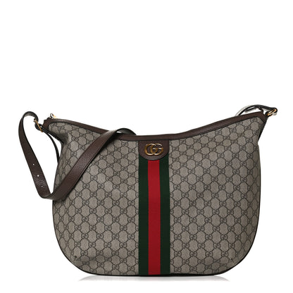 Gucci GG Supreme Monogram Web Ophidia Half Moon Hobo Brown 1 of 15
