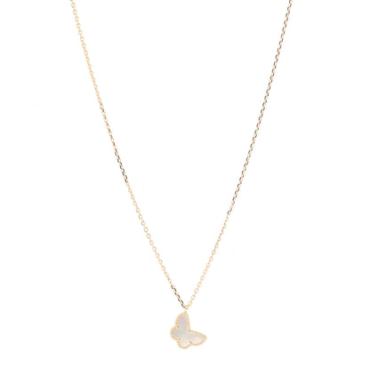 Van Cleef & Arpels 18K Yellow Gold Mother of Pearl Sweet Alhambra Butterfly Pendant Necklace 1 of 7