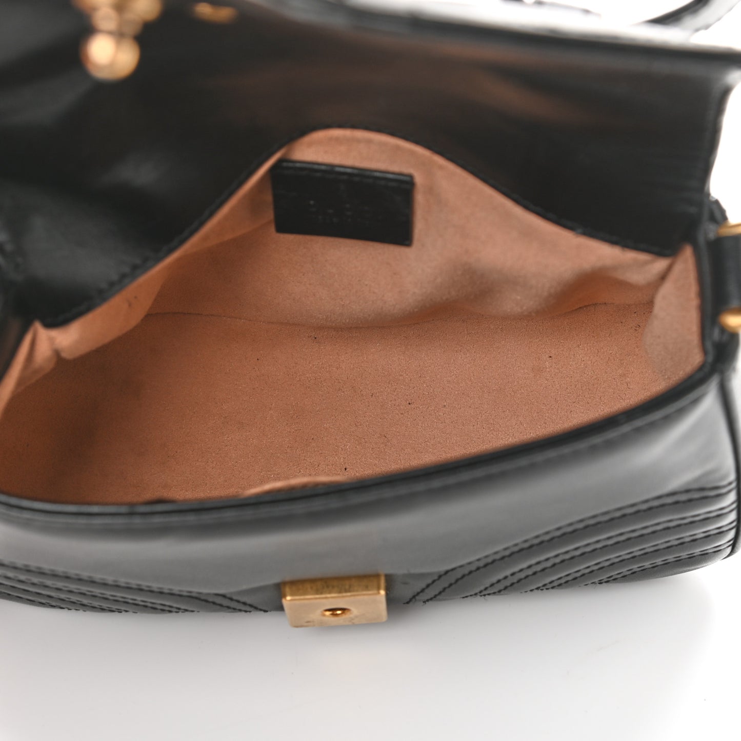 Calfskin Matelasse Mini GG Marmont Top Handle Shoulder Bag Black