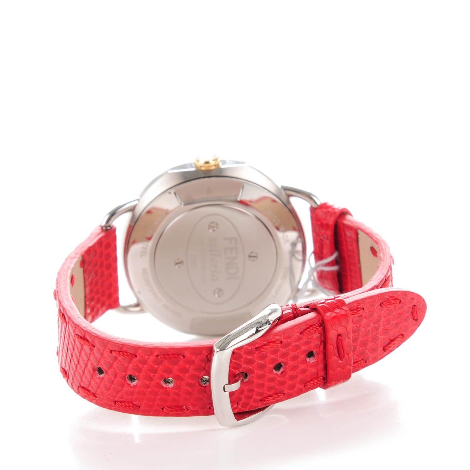 Fendi Stainless Steel Calfskin Diamond Mother of Pearl 36mm Selleria Quartz Watch Red 4 of 7