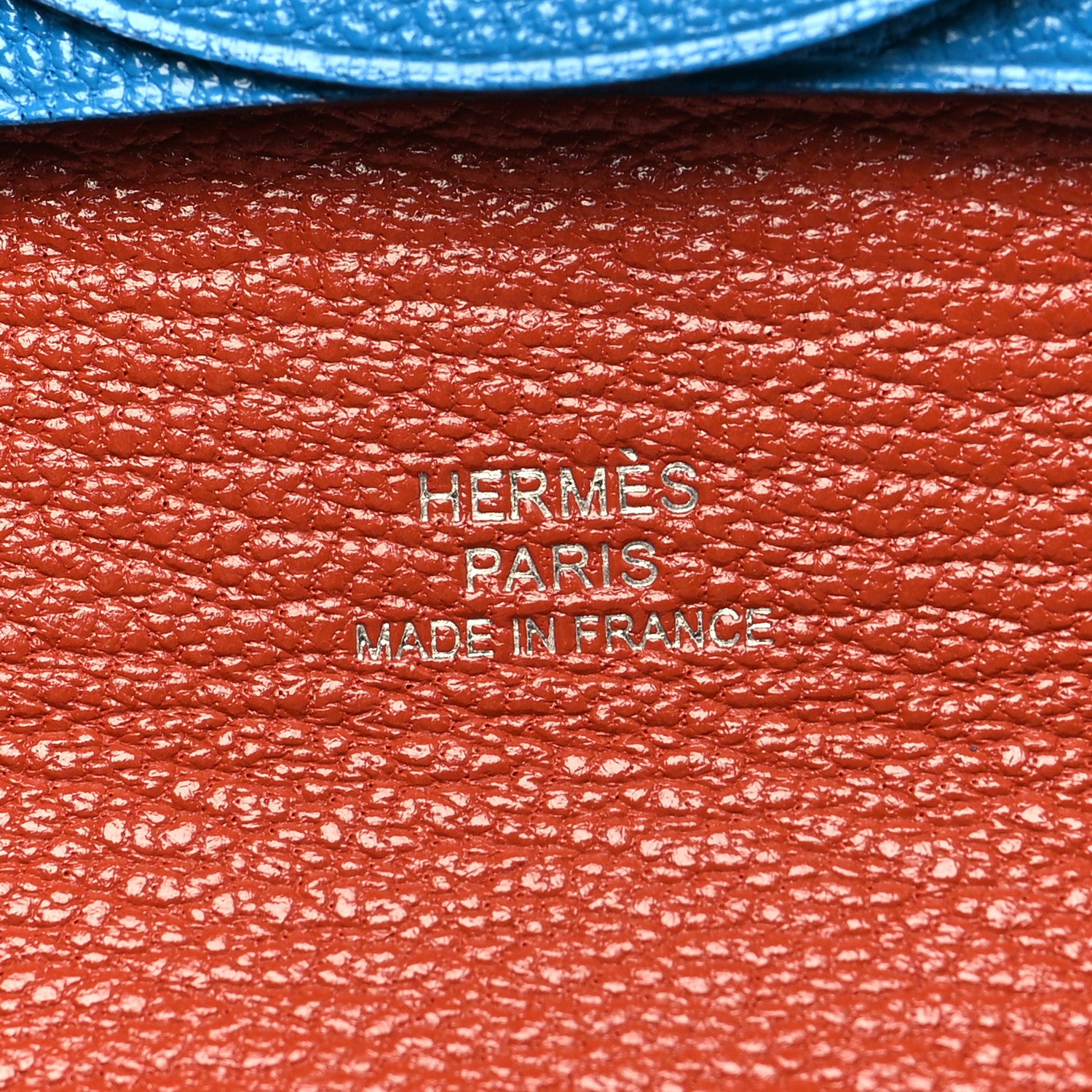 Hermes Chevre Mysore Bastia Verso Coin Purse Bleu Frida Cuivre 6 of 9