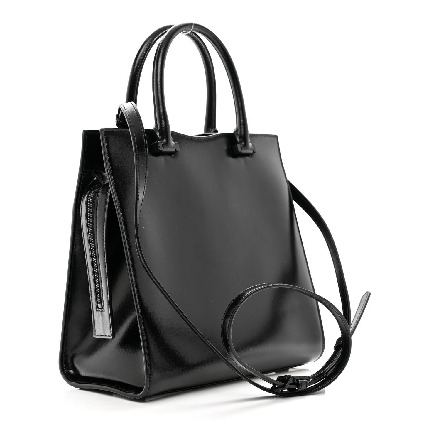 Shiny Calfskin Small Uptown Tote Black