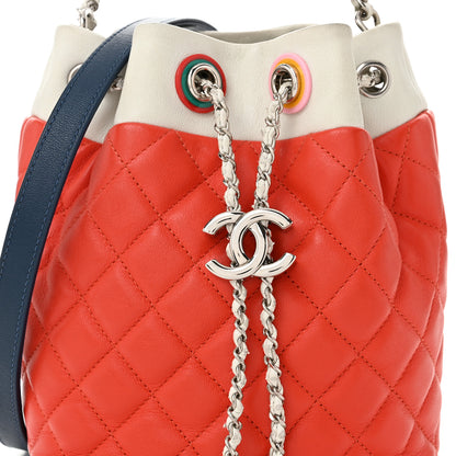 Chanel Lambskin Quilted Cuba Drawstring Tote Red White Blue 8 of 11