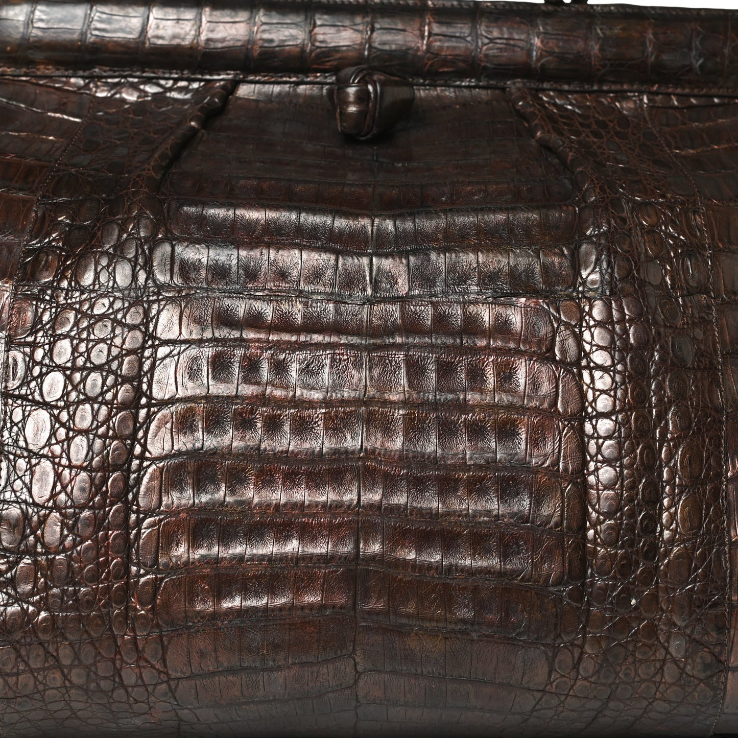 Crocodile Top Handle Satchel Brown